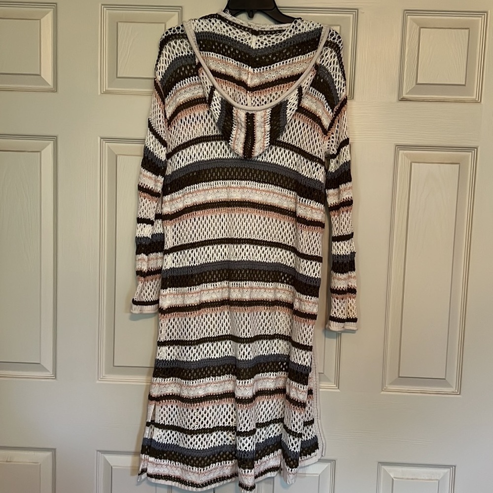 🐈Striped Open-Front Long Cardigan - Picture 3 of 4